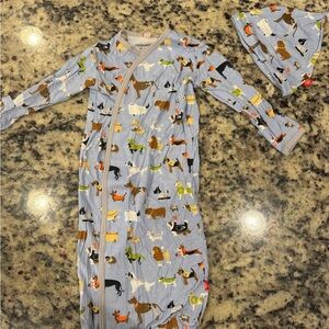 Magnetic Me- Baby Blue Halloween Animal Print Sleep Gown with Hat